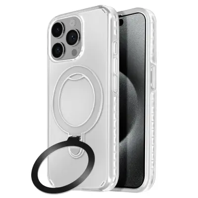 Ohišje MagSafe, odporno na udarce, za iPhone 15 Pro s stojalom, Bela