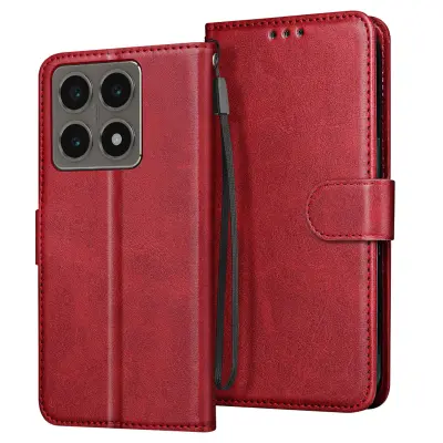 Ohišje za Xiaomi 14T Clapet Denarnica in stabilno video držalo, Bordeaux