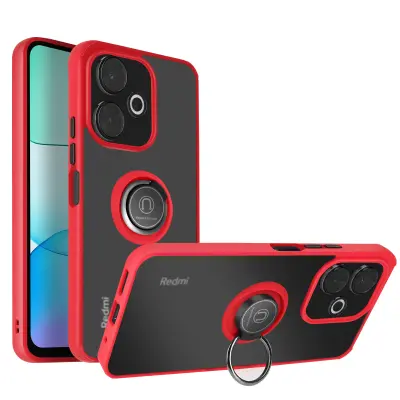 Ohišje s prstanom za Xiaomi Redmi 13 4G Integrirana podpora, Rdeča