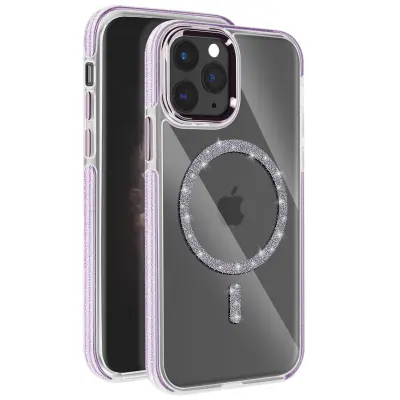 Ohišje MagSafe za iPhone 11 Pro Silicone Glitter, Vijolična