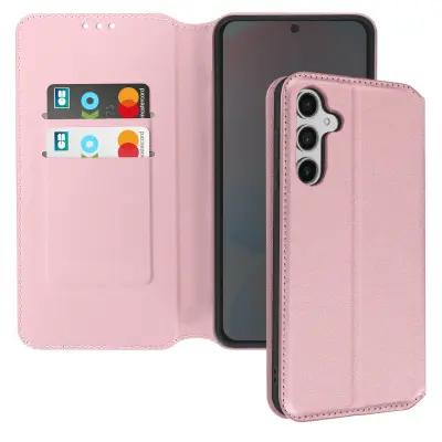 Ohišje za Samsung Galaxy S24 FE Clapet Card and Video Holder, Šampanjec roza