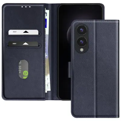 Ohišje za Samsung Galaxy S25 Edge Clapet Portfelj in video držalo, Modra noč