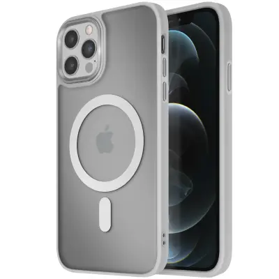 Ohišje MagSafe za iPhone 12 Pro Max Back Mat Frosted Obris, Siva