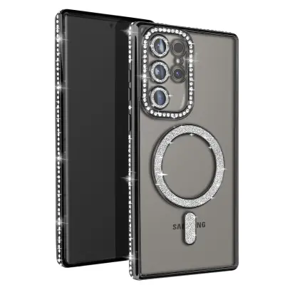Diamantno ohišje za Samsung Galaxy S24 Ultra MagSafe Contour Strass, Črna