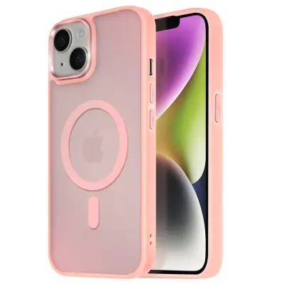 Ohišje MagSafe za iPhone 14 Hrbtna podloga Frosted Obris, Roza