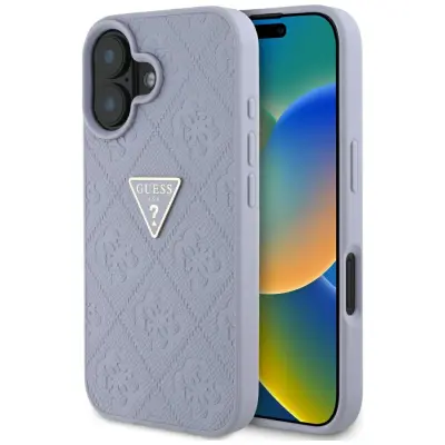TPU OVITEK GUESS ZA IPHONE 16 S KOVINSKIM LOGOTIPOM IN VZORCEM