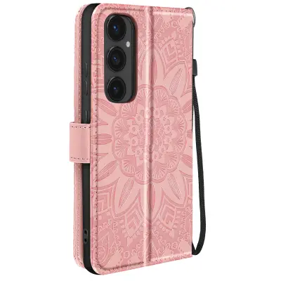 Mandala Flower Case za Samsung Galaxy S24 FE Wallet Strap, Rose clair