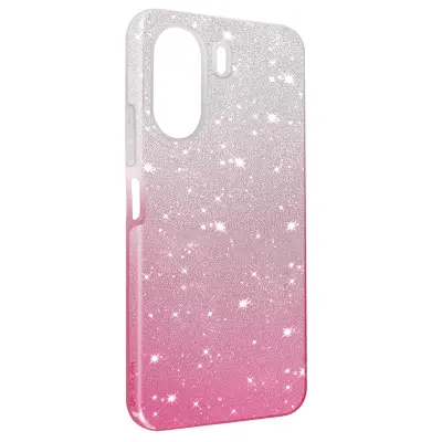 Ovitek za Xiaomi Redmi 13C Glitter Silicone Semi-rigid Thin, Bela / Roza