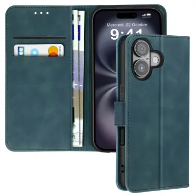 Ohišje za iPhone 16 Clap Wallet Video podpora, Modro raca
