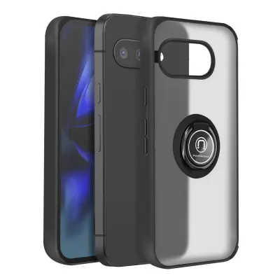 Ovitek za Google Pixel 9a Magnetni obroč Prozoren hrbet, Črna