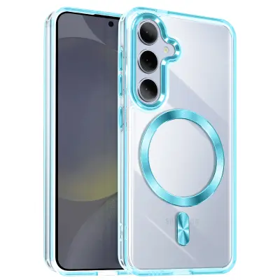 Ohišje MagSafe za Samsung S24 Plus in S25 Plus Crystal Back Color, Modra