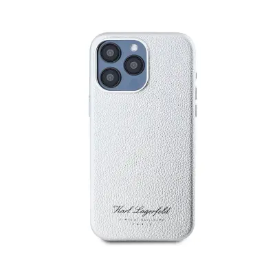 Karl Lagerfeld, Ohišje za iPhone 15 Pro Max Hotel RSG Teksturirano zrnato elegantno, Srebrna