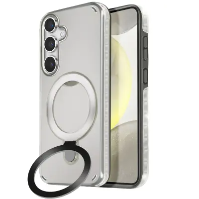 MagSafe ohišje za Samsung S24 in S25 Odporno na udarce s stojalom, Črna