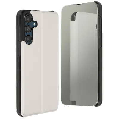 Ohišje za Samsung Galaxy M55 Clapet Mirror Clear View Support, Srebrna