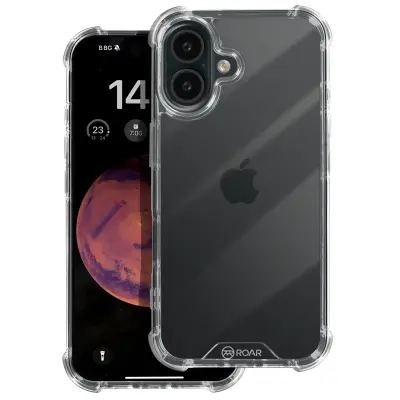 Roar, Ohišje za iPhone 16 Plus Odporno na udarce, ojačano s kovanci Tanko oblikovanje, Prozorno