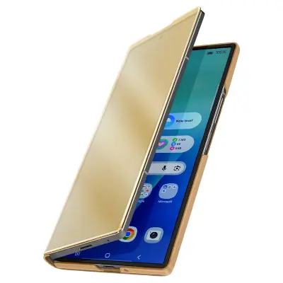 Zaščitni etui za Galaxy Z Fold 7 Clear View z video podporo, Zlata