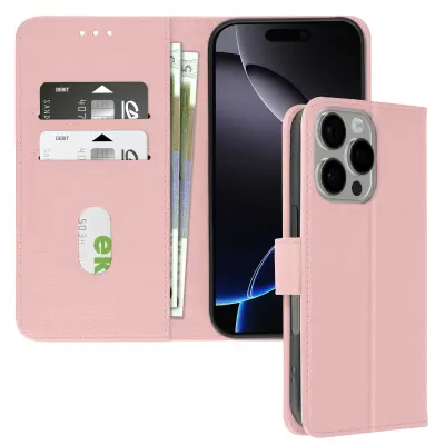 Ohišje za iPhone 16 Pro Max Clapet Denarnica in držalo za videoposnetek, Šampanjec roza