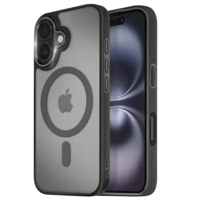 Ohišje MagSafe za iPhone 16 Hrbtna podloga Frosted Obris, Črna