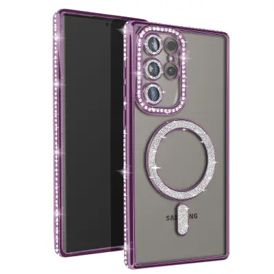 Diamantno ohišje za Samsung Galaxy S24 Ultra MagSafe Contour Strass, Vijolična