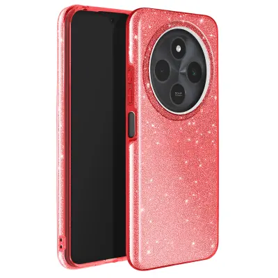 Bleščeča lupina za Xiaomi Redmi 14C Odporen na udarce Glitter, Rdeča