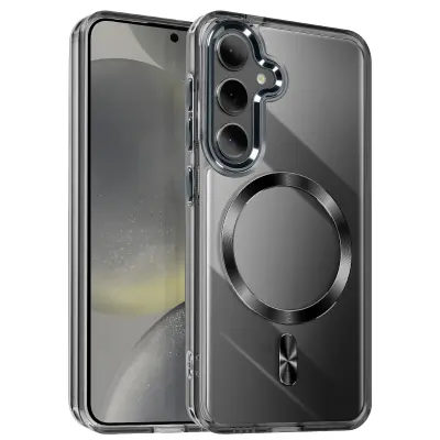 Ohišje MagSafe za Samsung S24 Plus in S25 Plus Crystal Back Color, Črna