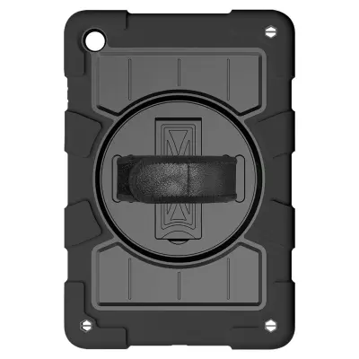 Ovitek za Galaxy Tab A9+ odporen na udarce - stojalo in vrtljiv ročaj, Črna