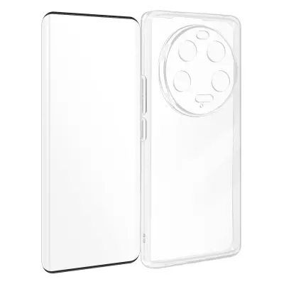 Ovitek za Xiaomi 13 Ultra iz silikonskega gela in kaljenega stekla, Črna