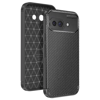 Karbonsko ohišje za Google Pixel 9a Silikonsko proti udarcem proti drsenju, Črna