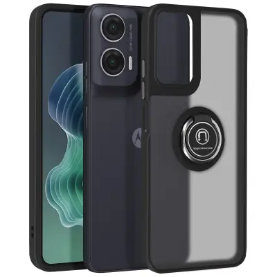Ohišje za Motorola Moto G35 Metal Ring Video Holder, Črna