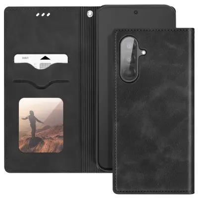 Ohišje za Samsung Galaxy A56 Denarnica Video podpora, Črna