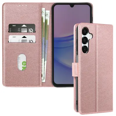Ohišje za Samsung Galaxy A16 Clapet Denarnica in držalo za videoposnetke, Šampanjec roza