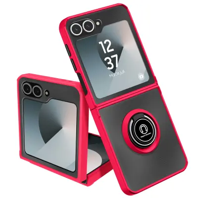 Ohišje s prstanom za Samsung Galaxy Z Flip 6 Integrirana podpora, Rdeča