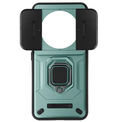 Ohišje s prstanom za Xiaomi 14 Ultra Zaščita pred udarci z drsnim pokrovom kamere, Svetlo zelena