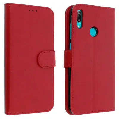Torbica za Huawei Y7 2019 Denarnica z učinkom praskanja Nosilec videoposnetka, Rdeča