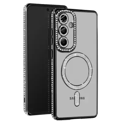 Ohišje Diamond za Samsung Galaxy S24 FE MagSafe Obris Strass, Črna