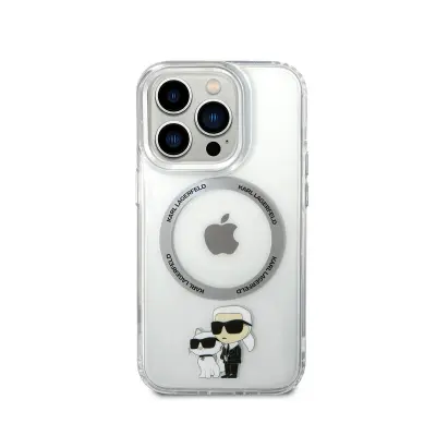 Karl Lagerfeld, Ohišje za iPhone 15 Pro Max Printed Karl in Choupette MagSafe Compatible, Prozorno