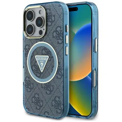 OVITEK GUESS ZA IPHONE 16 PRO MAX ZA MAGSAFE IML KOVINSKI KROG Z BLEŠČICAMI