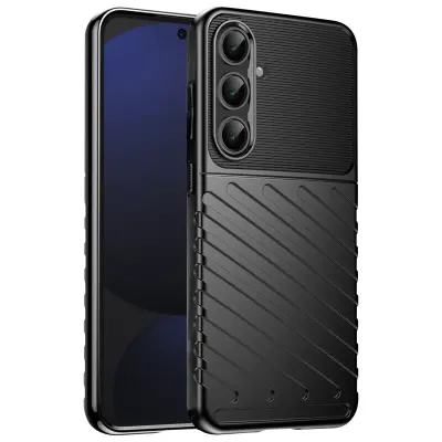 Ohišje za Samsung Galaxy S24 FE Protizdrsna zasnova s trakovi, Črna