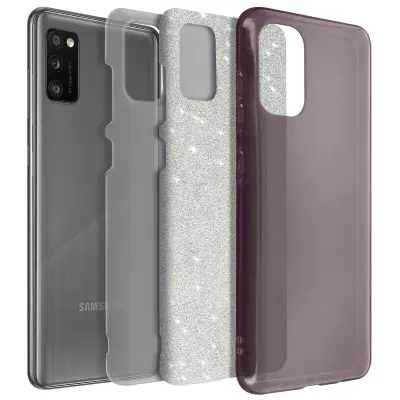 Ohišje za Samsung Galaxy A41 Bleščice, silikonski gel s trdo plastjo, Roza