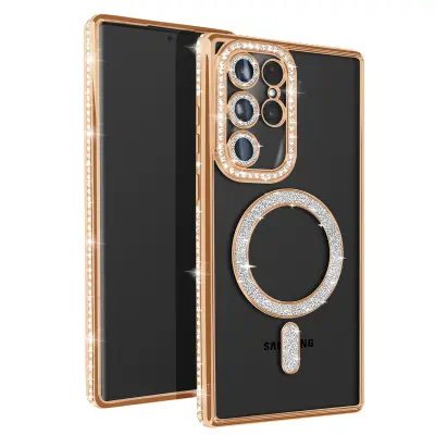 Diamantno ohišje za Samsung Galaxy S23 Ultra MagSafe Contour Strass, Zlata