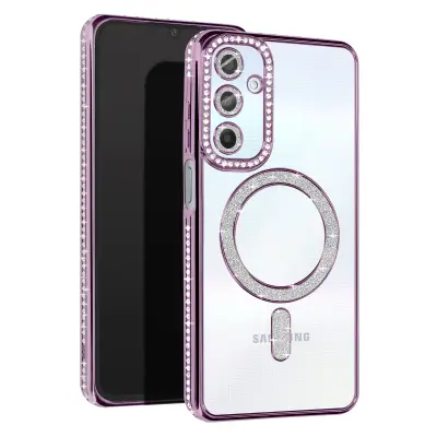 Diamantno ohišje za Samsung Galaxy A25 MagSafe Contour Strass, Vijolična