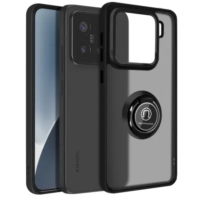 Ohišje za Xiaomi 15 Magnetni obroč prozornega hrbta, Črna
