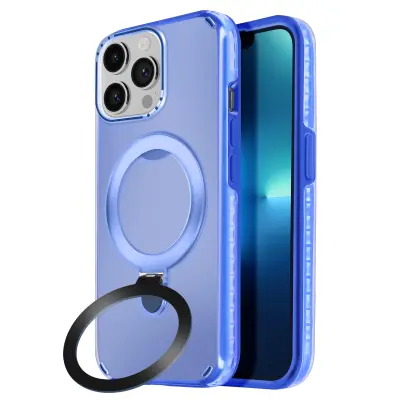 Trdo ohišje MagSafe za iPhone 13 Pro Max z zložljivim stojalom, Modra