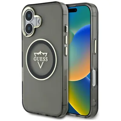 OVITEK GUESS TPU ZA IPHONE 16 MAGNETNI OVITEK Z LOGOTIPOM METAL MOUNTAIN