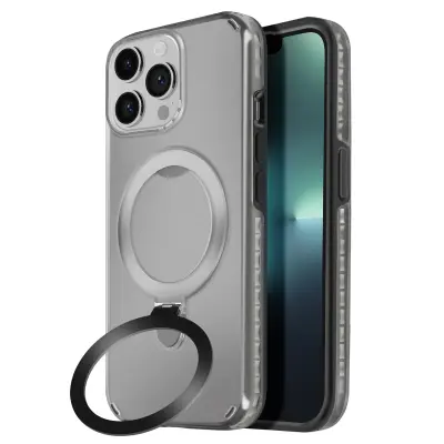 Trdo ohišje MagSafe za iPhone 13 Pro Max z zložljivim stojalom, Črna