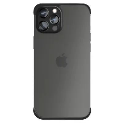 Silikonski ovitek za iPhone 12 Pro z ojačanimi vogali in blokom kamere, Črna