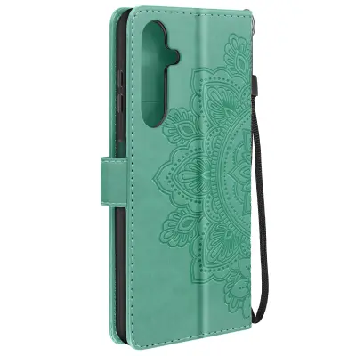 Torbica s preklopom za Samsung Galaxy A25 5G Ohišje denarnice Podpora za videoposnetke, Zelena