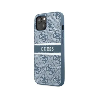 Guess, Eleganten zadnji pokrov za iPhone 13 z vzorcem 4G Stripe, Modra