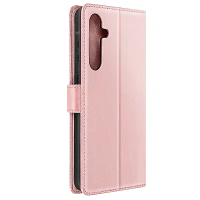 Torbica s preklopom za Samsung Galaxy A55 Denarnica za videoposnetke z ročnim trakom, Rose clair