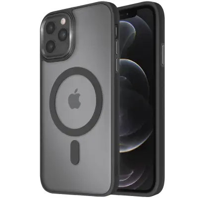 Ohišje MagSafe za iPhone 12 Pro in 12 Dos Mat Givré Obris, Črna